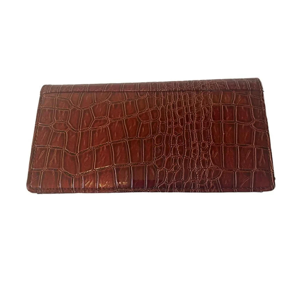 Kenneth Cole Reaction Brick Red Thin Faux Alligator Ladies Wallet.